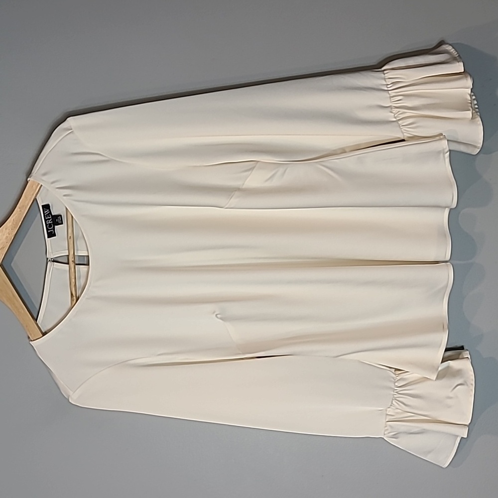 J. Crew Cream and White Blouse with Elegant Design
